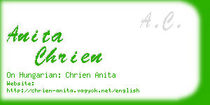 anita chrien business card